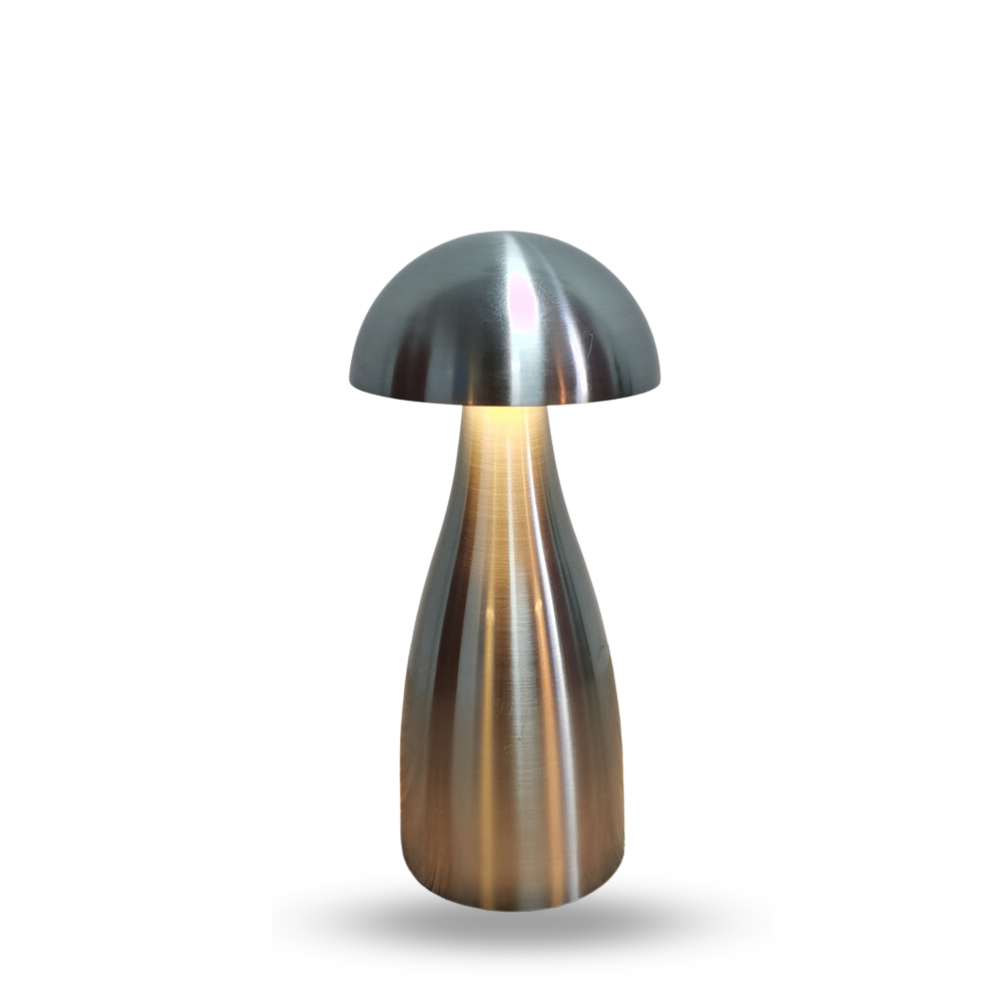 Mushroom Cordless Table Lamp Silver Palazzo Lighting